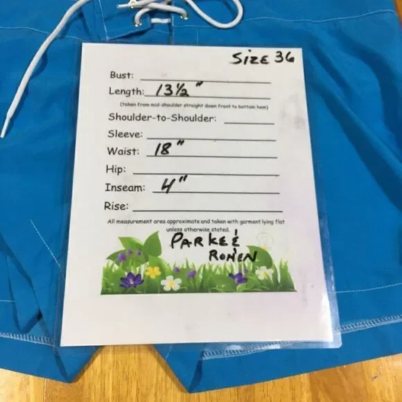 - Parke & Ronan size 36 light blue shorts size 36 zipper tie waist Velcro … - Picture 5 of 6
